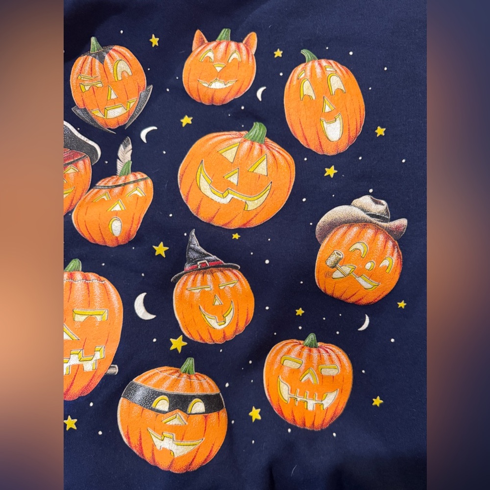 Vintage 90’s Morning Sun Halloween double collar sweatshirt pumpkins medium - Picture 4 of 6